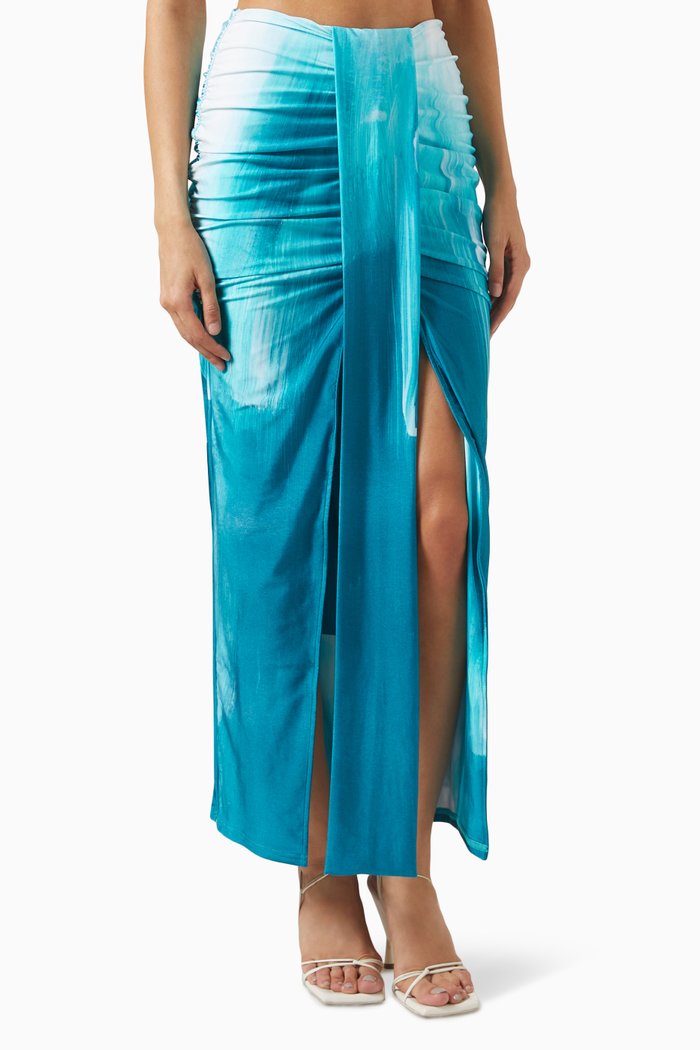 

Kida Draped Skirt in Mesh, Blue