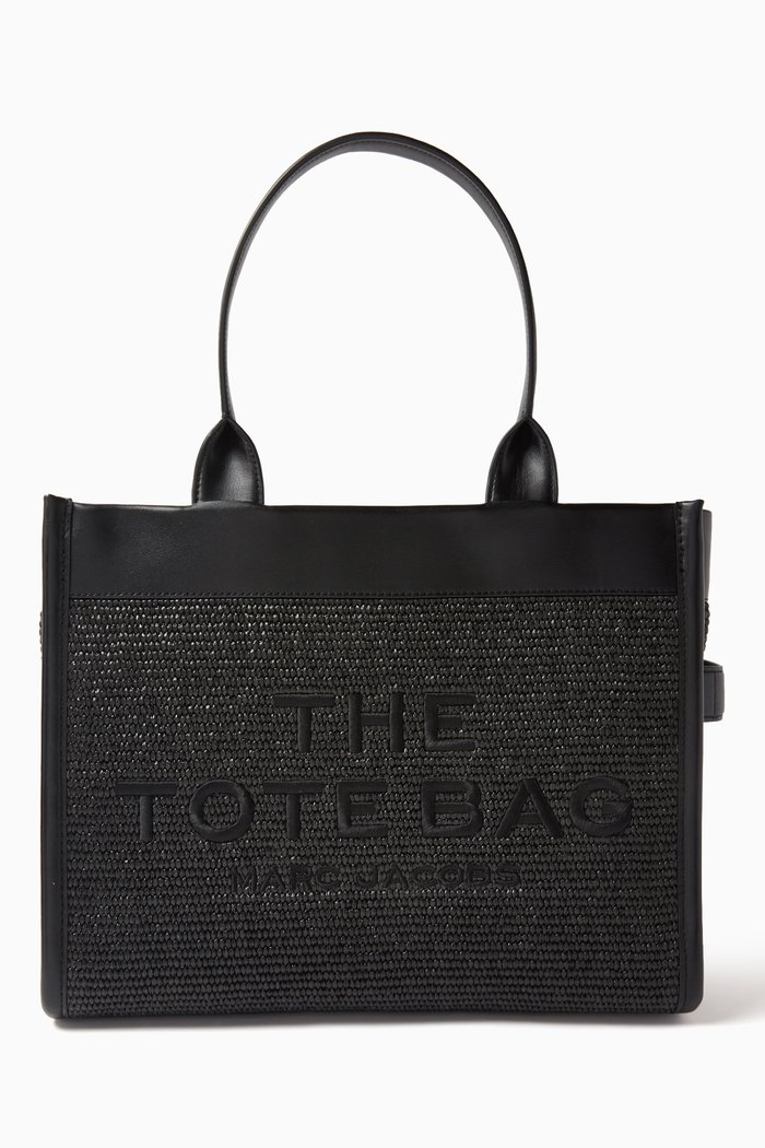 

The Large Tote Bag in Straw, Black