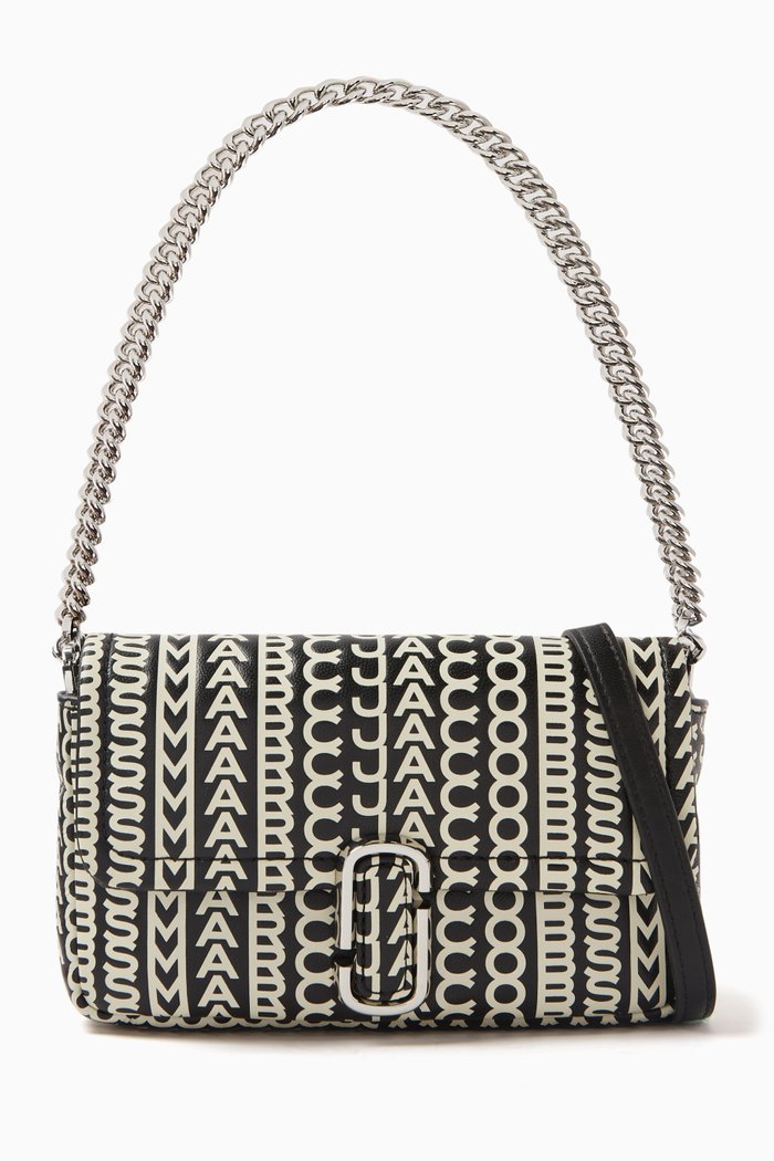 Mini J Monogram Shoulder Bag in Leather, Black