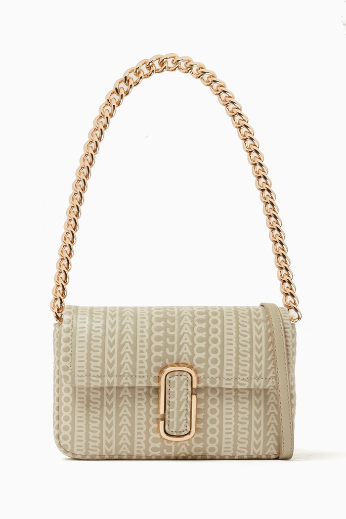 

Small The J Shoulder Bag in Monogram Leather, Neutral