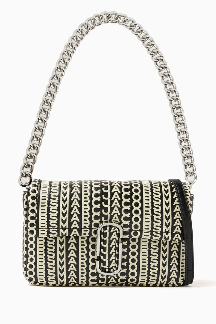 

The Small J Shoulder Bag in Monogram Leather, Black