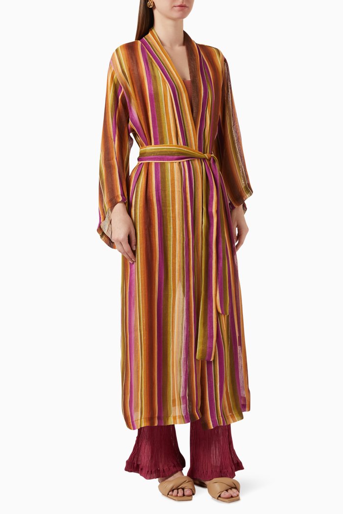 Alessandra Robe in Linen, Multicolour