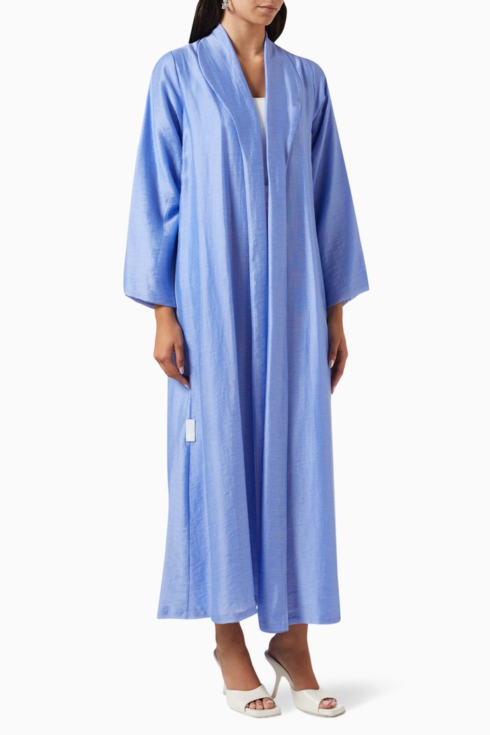 

Zainah Jacket Abaya in Linen, Blue