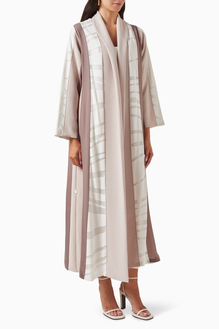 

Sustainable Zainah-cut Striped Abaya, Multicolour