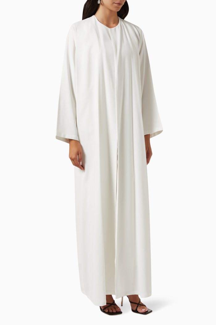 

Open Abaya in Crush Cotton, White