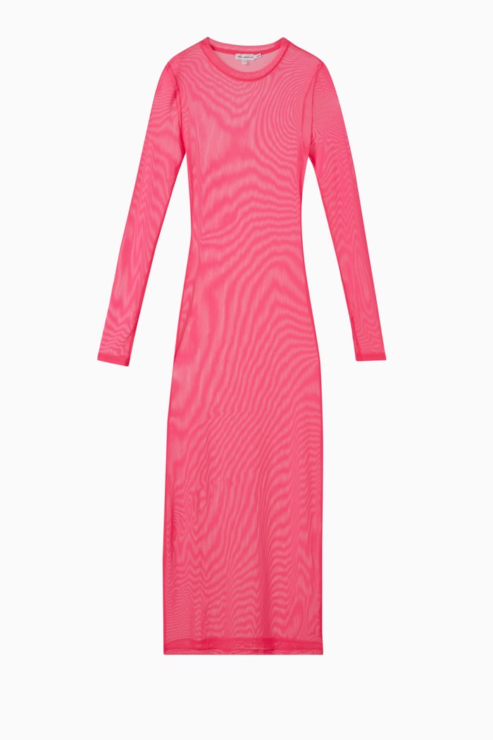 

Sheer Midi Dress in Recycled Mesh, Pink
