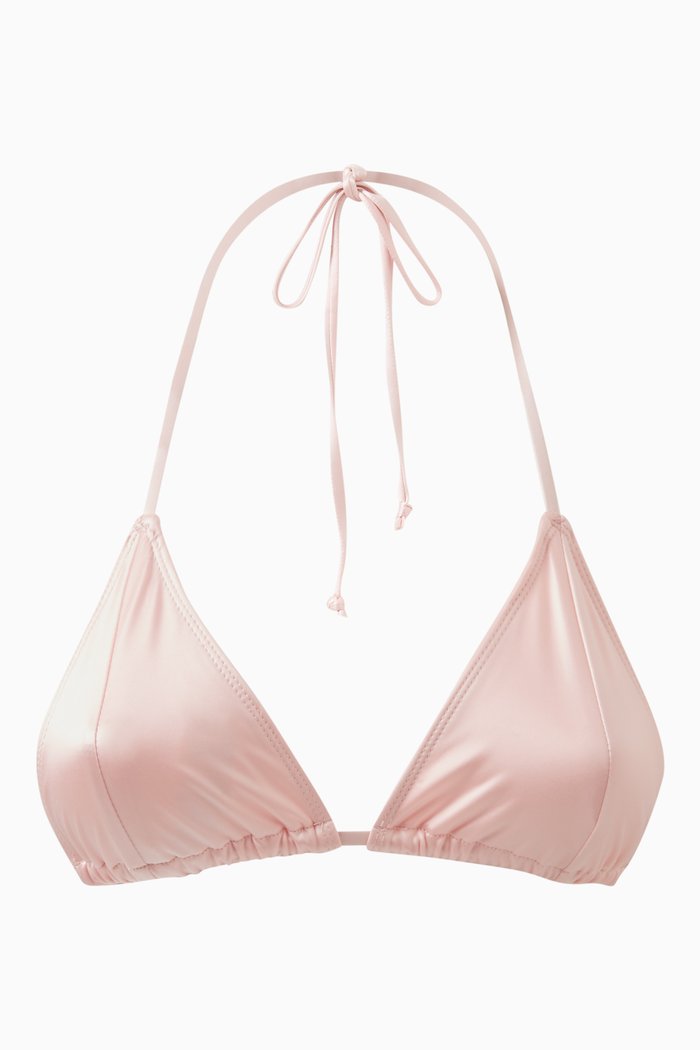 

Tiny Ties Bikini Top in Satin, Pink