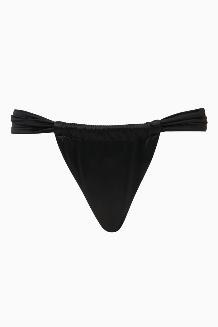 

Ruched Bikini Briefs in Satin, Black