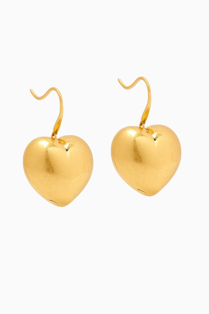 

Heart Locket Earrings in 18kt Gold-plated Brass