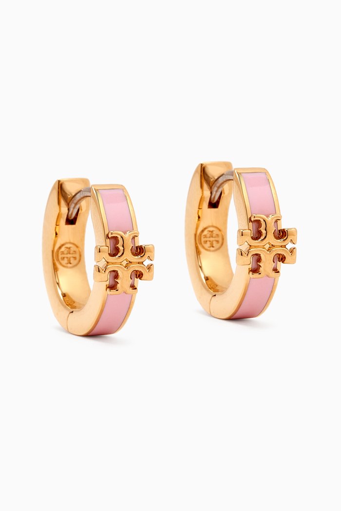 

Kira Enamel Huggie Hoop Earrings in 18kt Gold-plated Brass