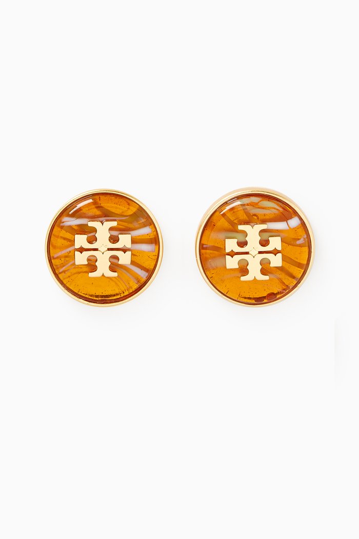 

Roxanne Marble Stud Earrings in 18kt Gold-plated Brass, Orange