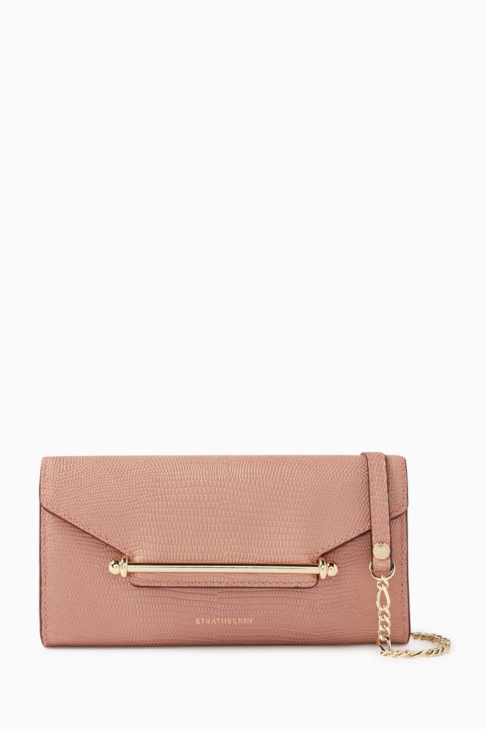 Multrees Chain Wallet in Lizard-embossed Leather, Pink