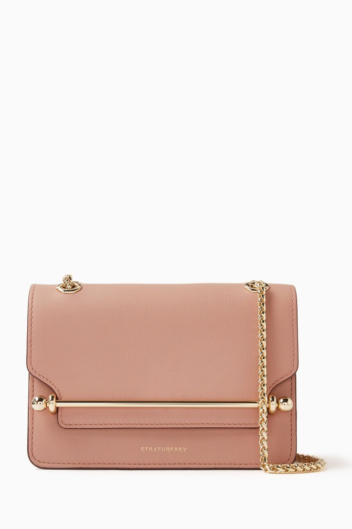 

Mini East/West Shoulder Bag in Calfskin Leather, Pink