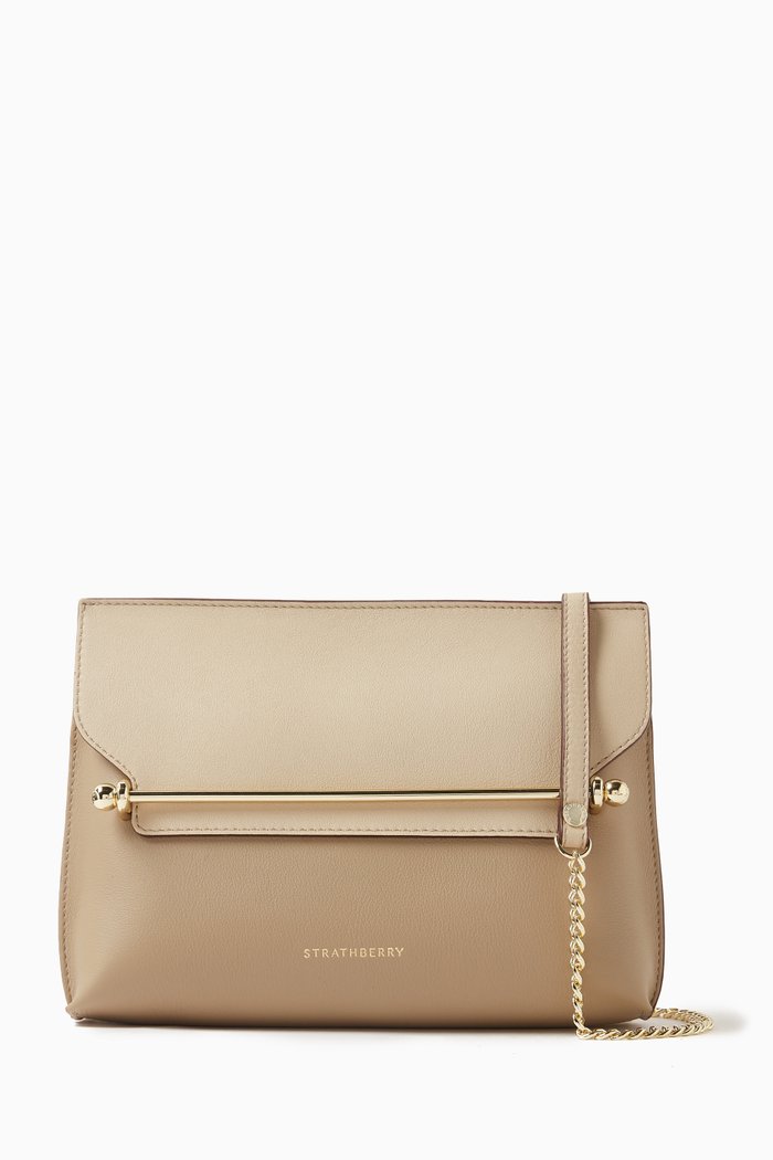 Stylist Crossbody Bag in Calfskin Leather, Neutral
