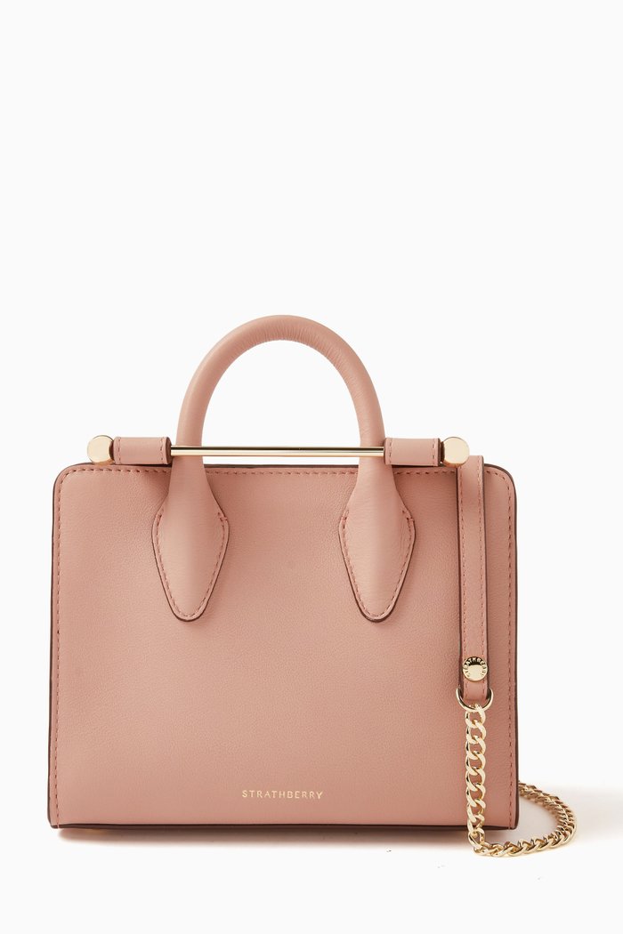 

Nano Tote Bag in Calfskin Leather, Pink