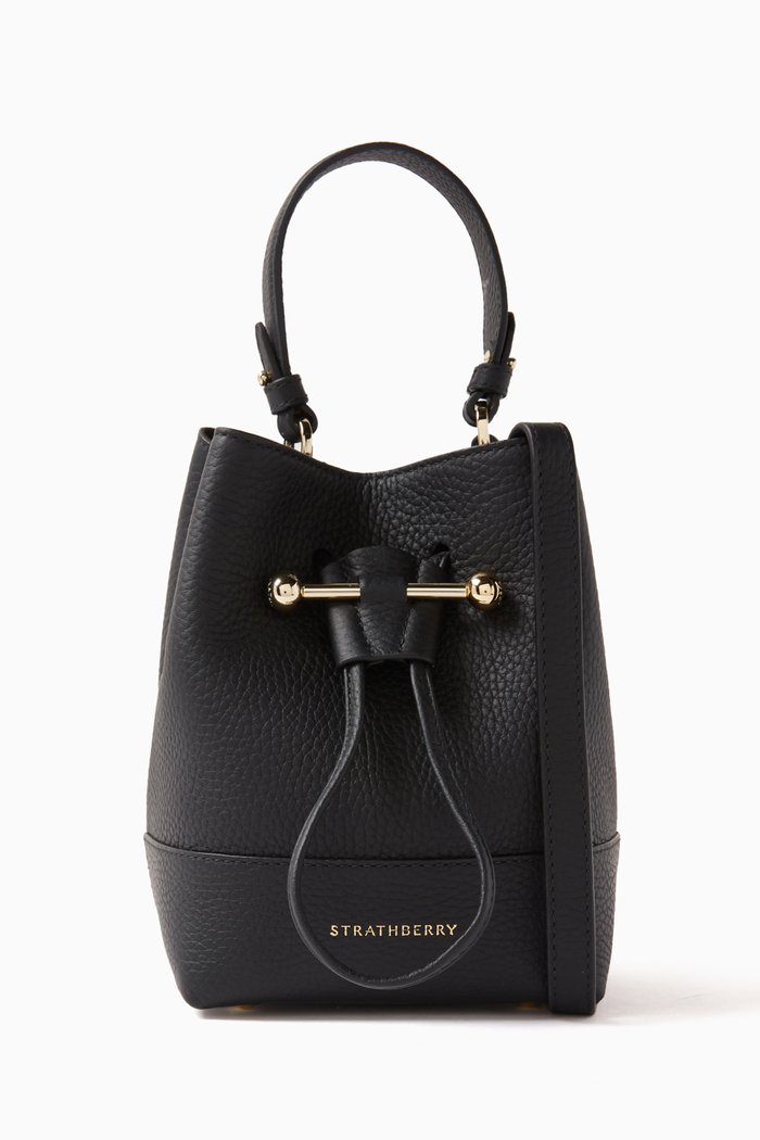 

Small Lana Osette Bucket Bag in Calfskin Leather, Black