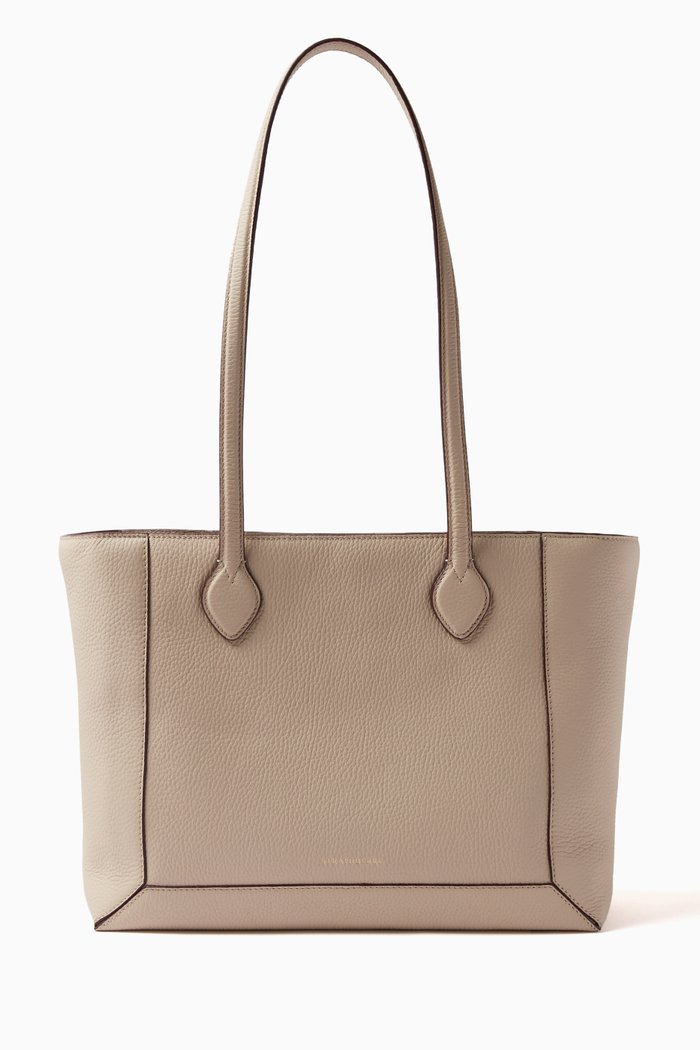 Mosaic Shopper in Grained Leather, Neutral