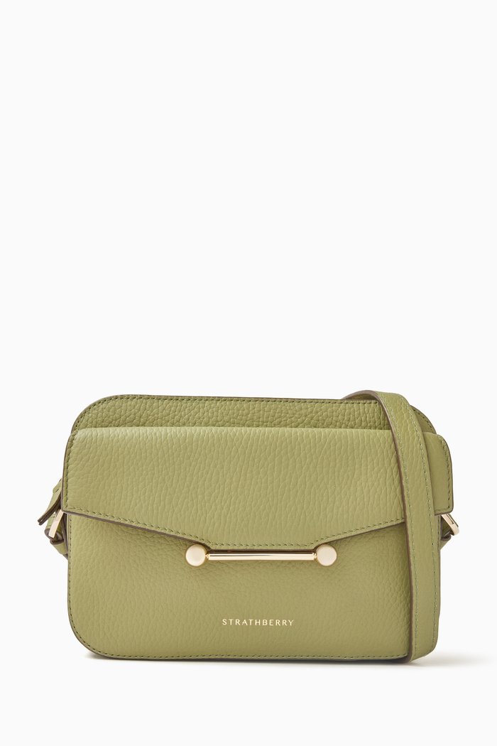 

Mosaic Camera Bag in Calfskin Leather, Green