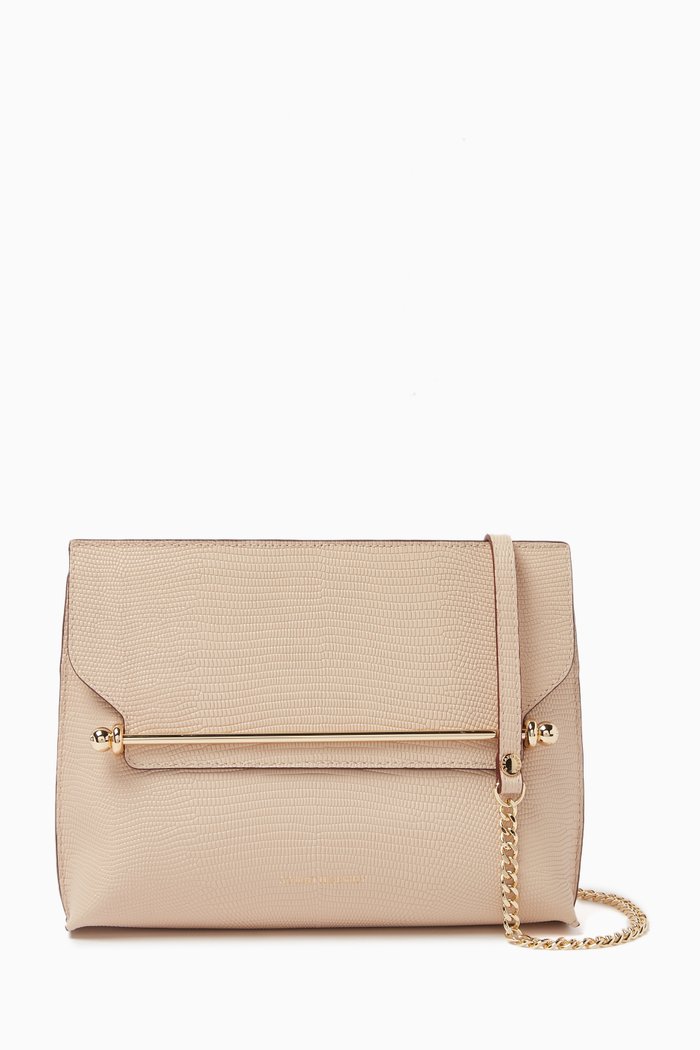 

Stylist Crossbody Bag in Lizard-embossed Leather, Neutral