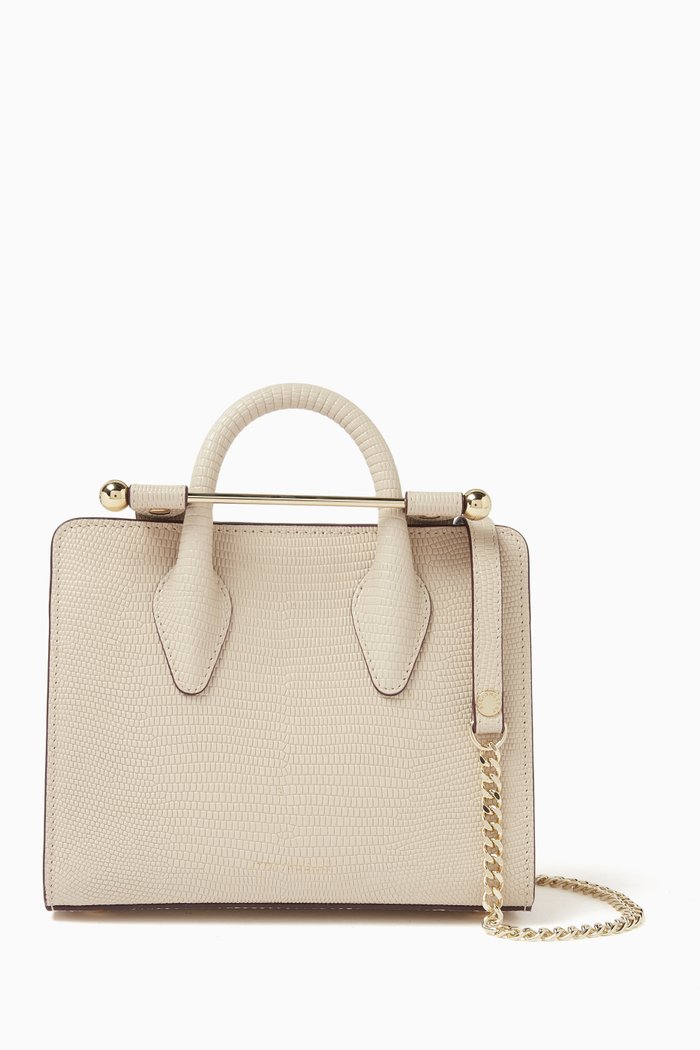 

Nano Tote Bag in Lizard-embossed Leather, Neutral
