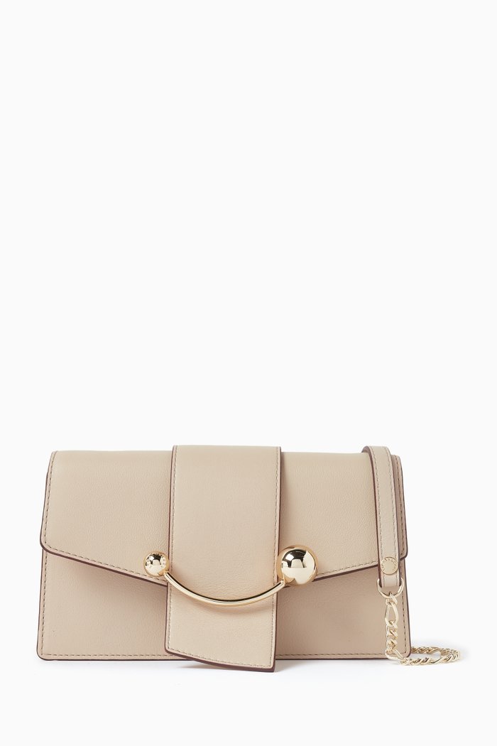 

Crescent Shoulder Bag in Leather, Neutral