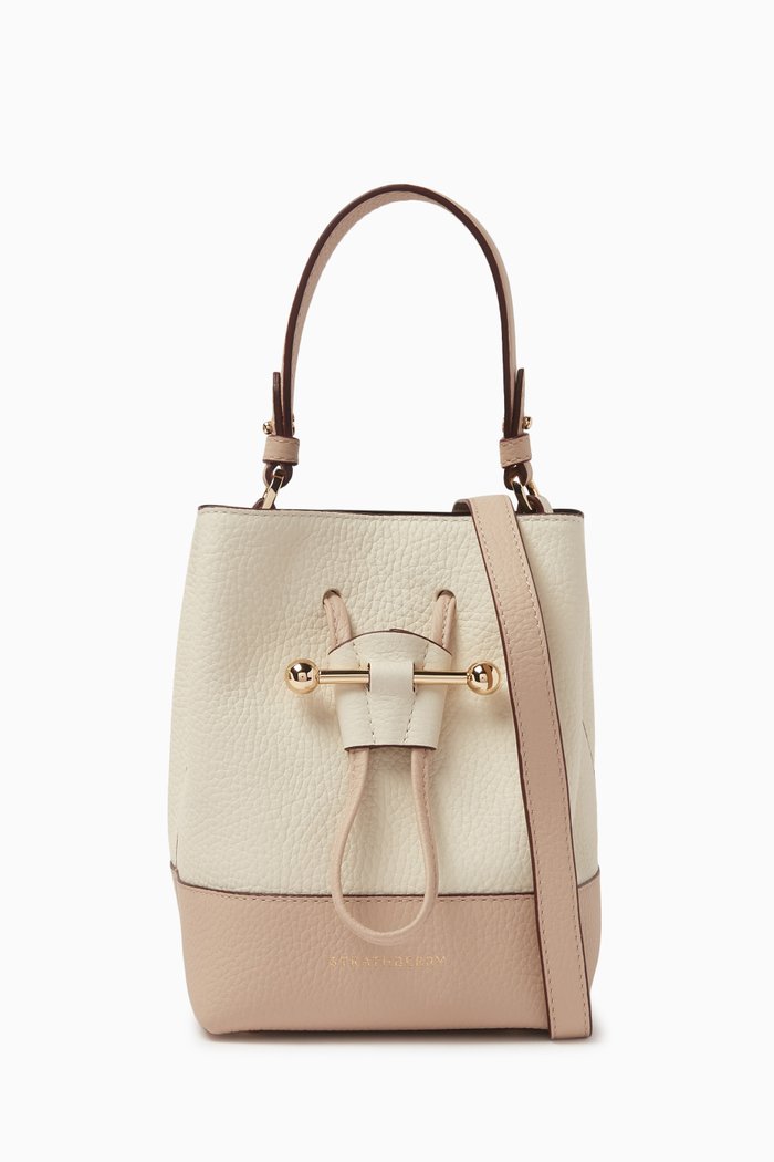 

Small Lana Osette Bucket Bag in Grained Leather, Neutral