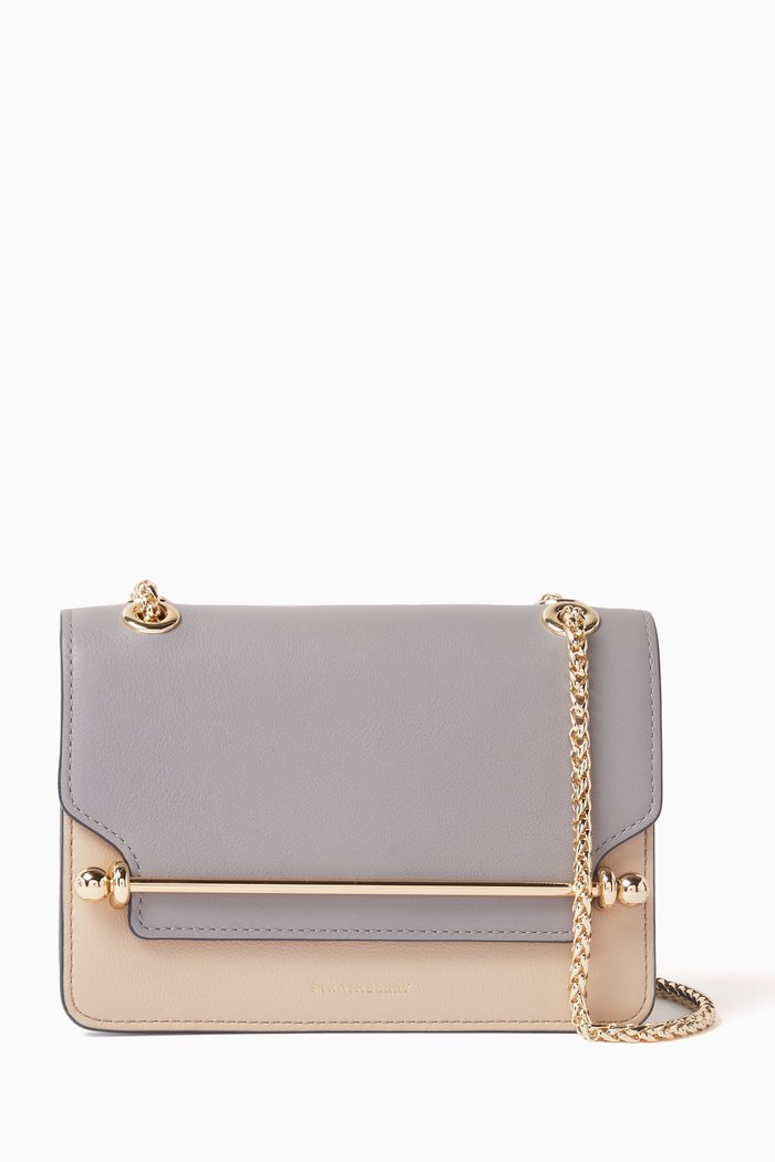 

Mini East/West Shoulder Bag in Calfskin Leather, Grey