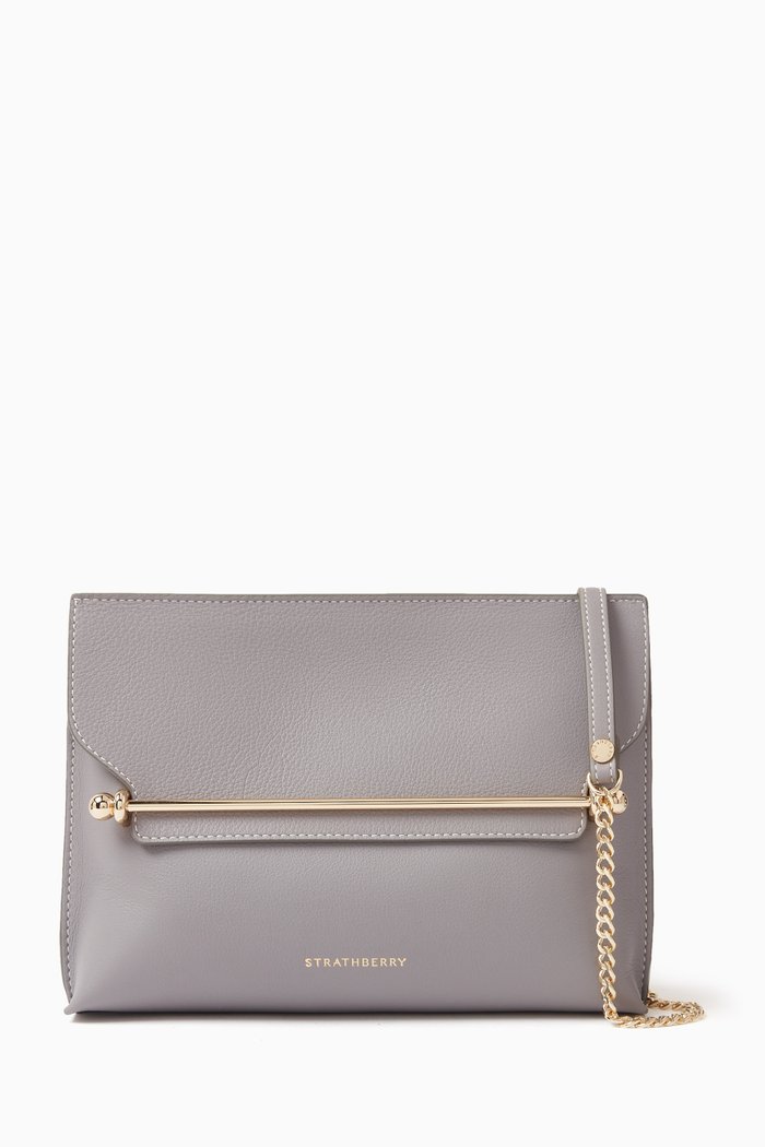 

Stylist Crossbody Bag in Calfskin Leather, Grey