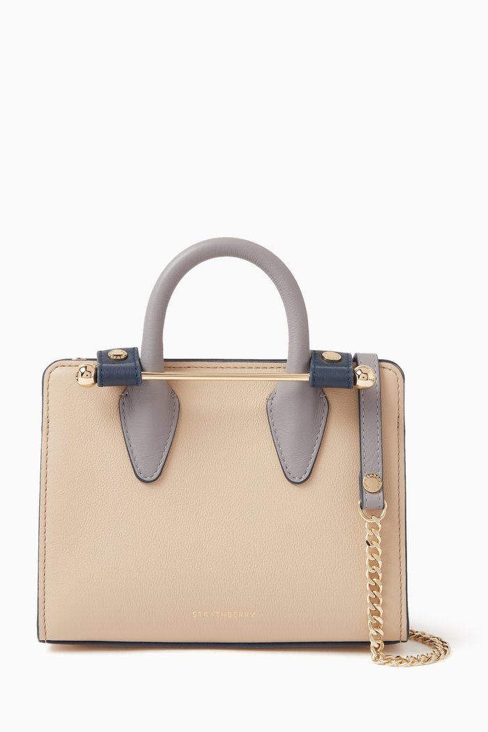 

Nano Tote Bag in Calfskin Leather, Neutral