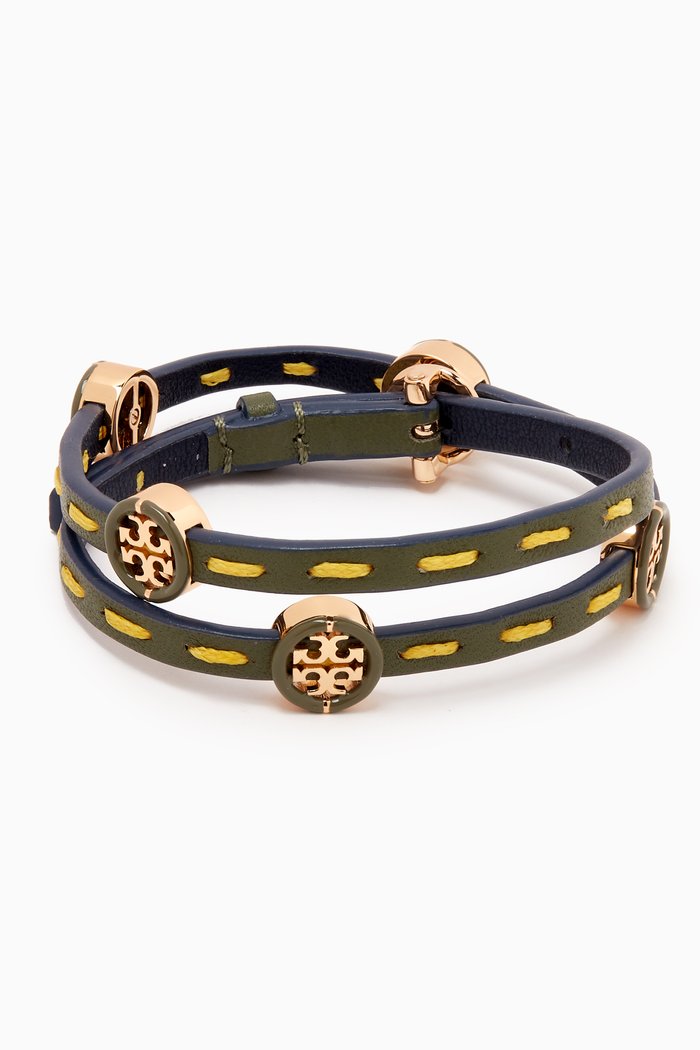

Miller Enamel Double-wrap Bracelet in Leather, Multicolour