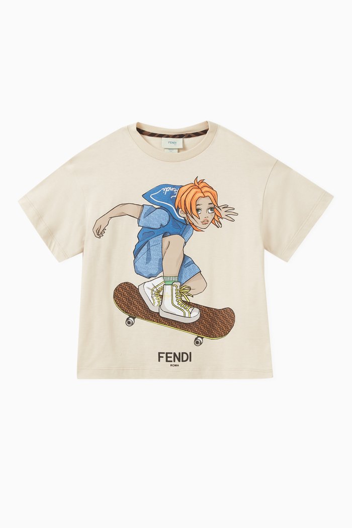 

Skater-print T-shirt in Cotton, Neutral