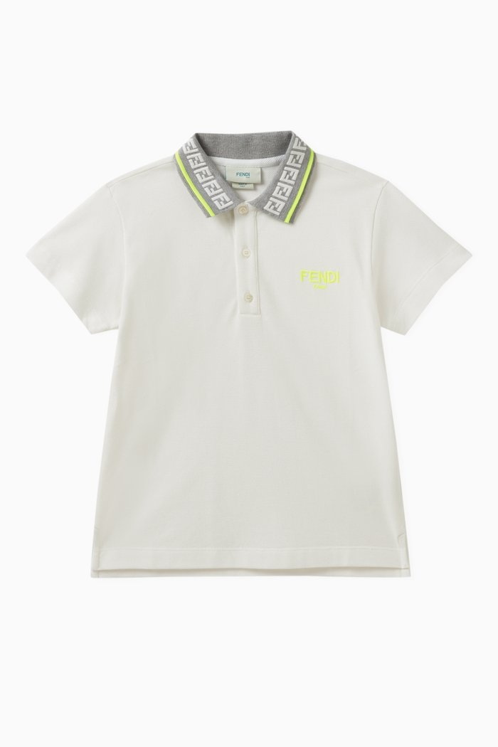 

Logo-collar Polo Shirt in Cotton, White