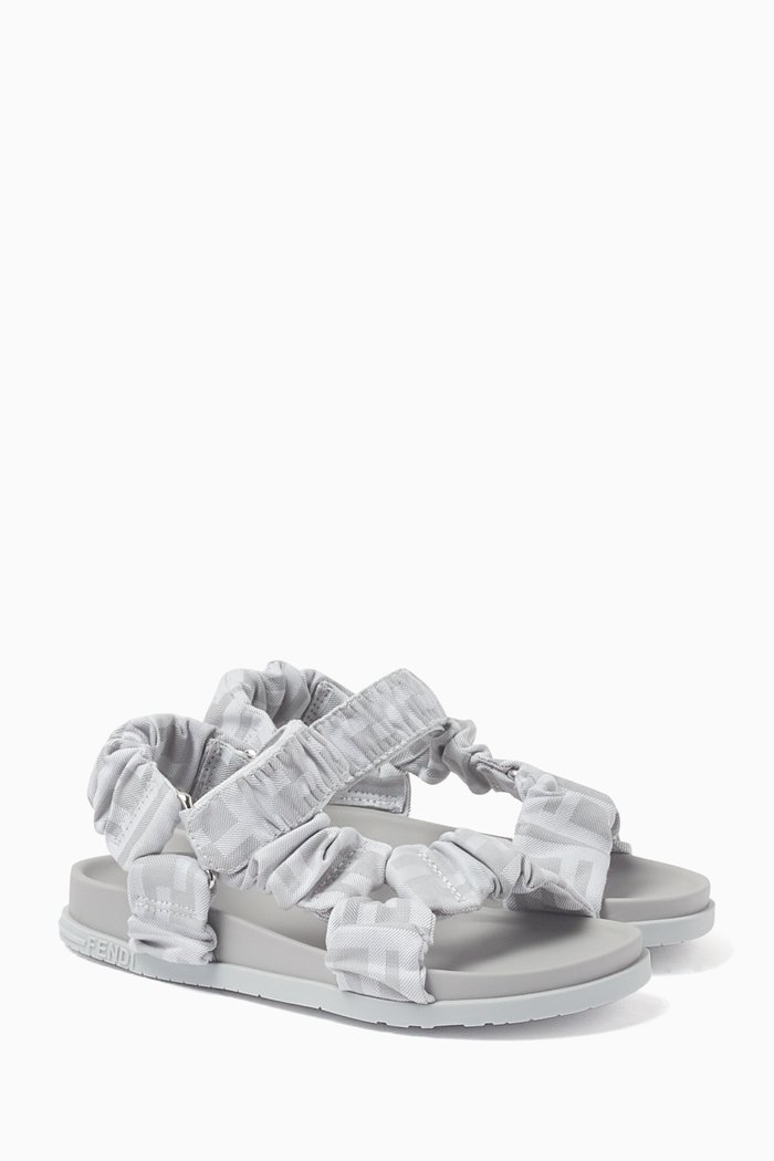 

Logo Sandals in Cotton, Grey
