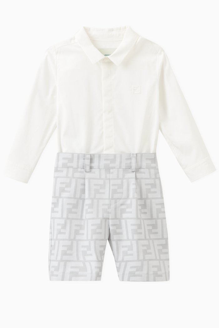 

Logo-print Romper in Cotton, Grey