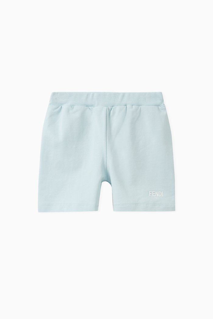 Logo-print Shorts in Cotton, Blue