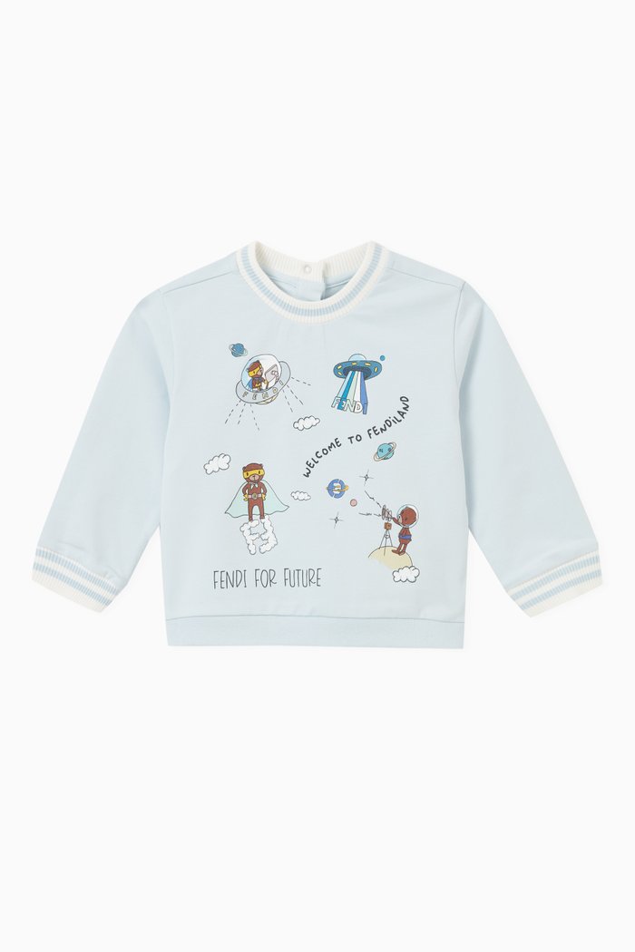 

Graphic-print Sweatshirt in Cotton-fleece, Blue