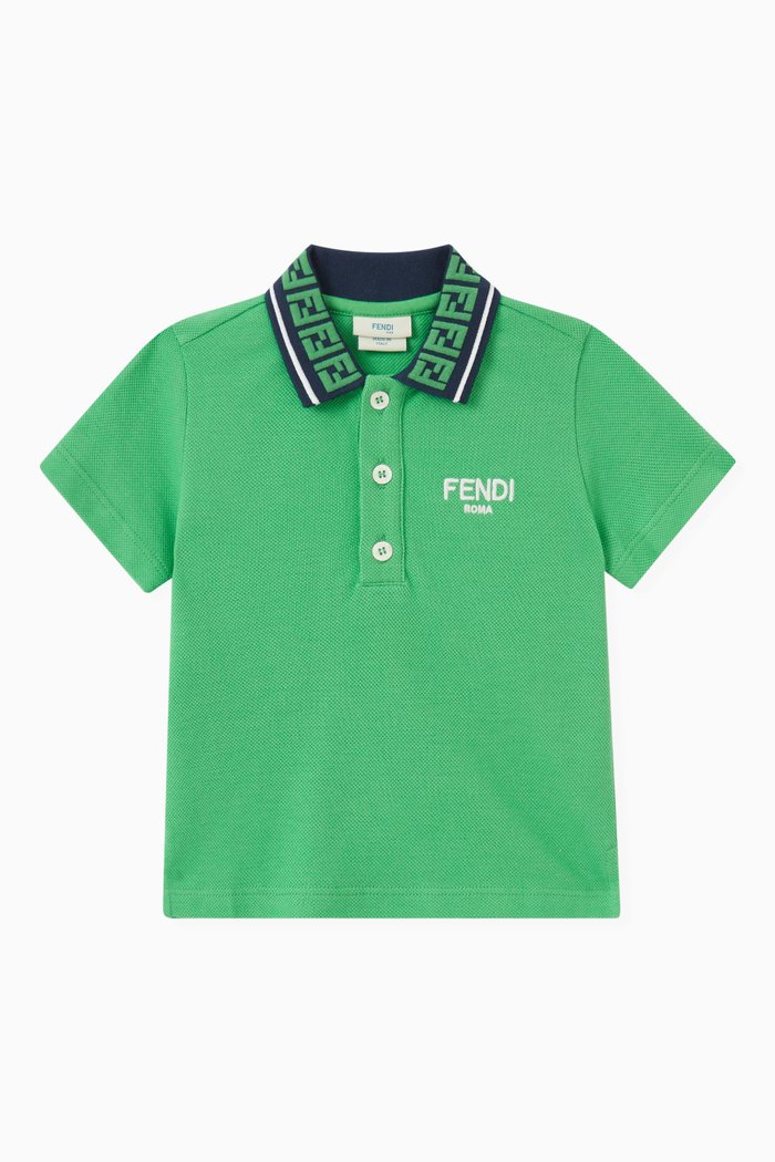 FF Collar Polo Shirt in Cotton-pique, Green
