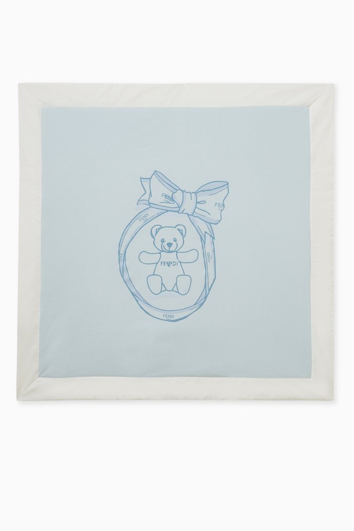 

Teddy-print Blanket in Jersey, Blue