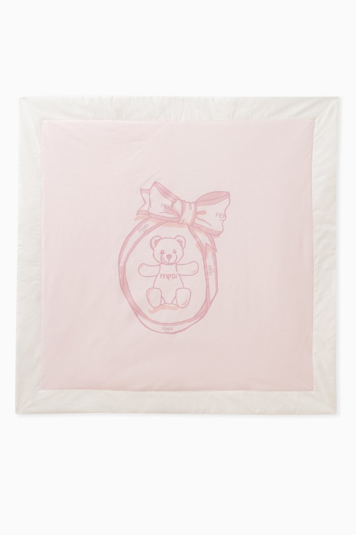 Teddy-print Blanket in Jersey, Pink