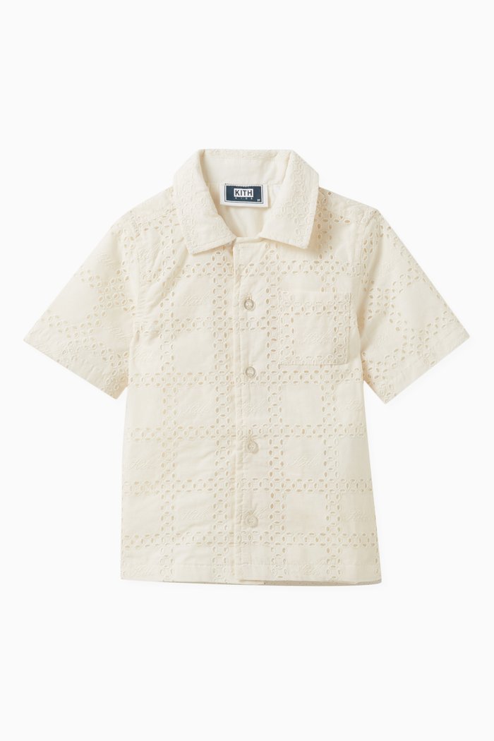 

Broderie Logo Camp Shirt in Cotton, Neutral
