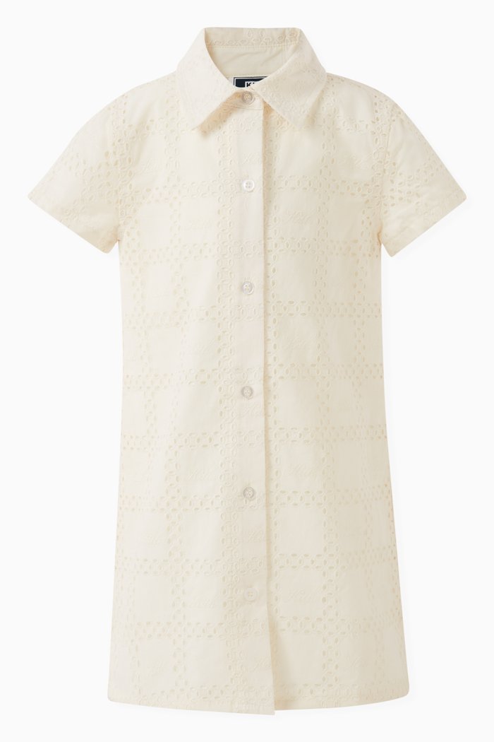 

Broderie Logo Dress in Cotton, Neutral