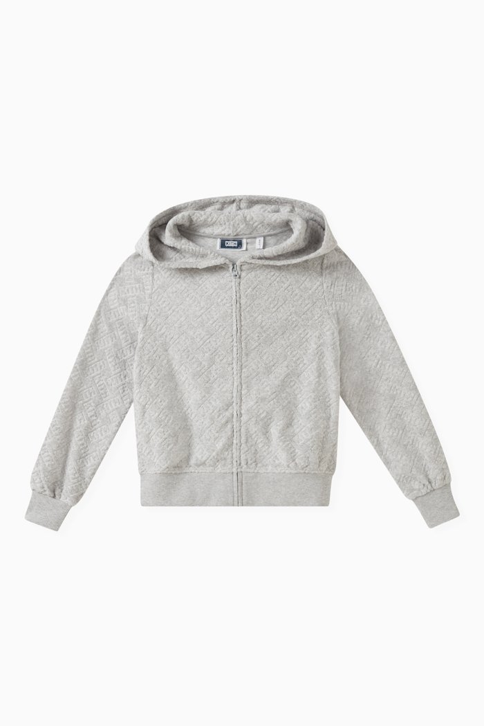 

Monogram Full Zip Hoodie in Cotton-blend Terry, Grey