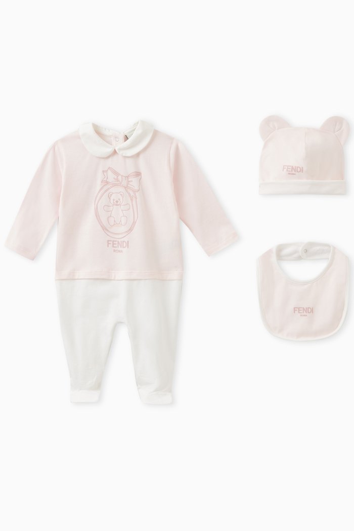 

Teddy-print Sleepsuit Set in Stretch-jersey, Pink