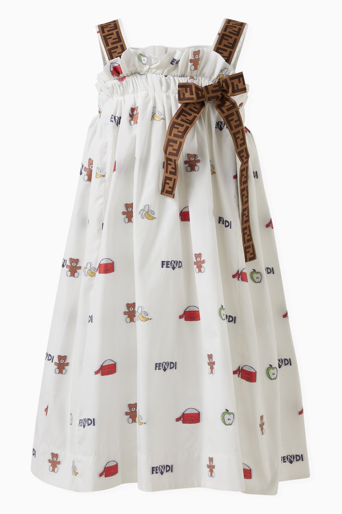 

FF Strap Dress in Cotton Poplin, White