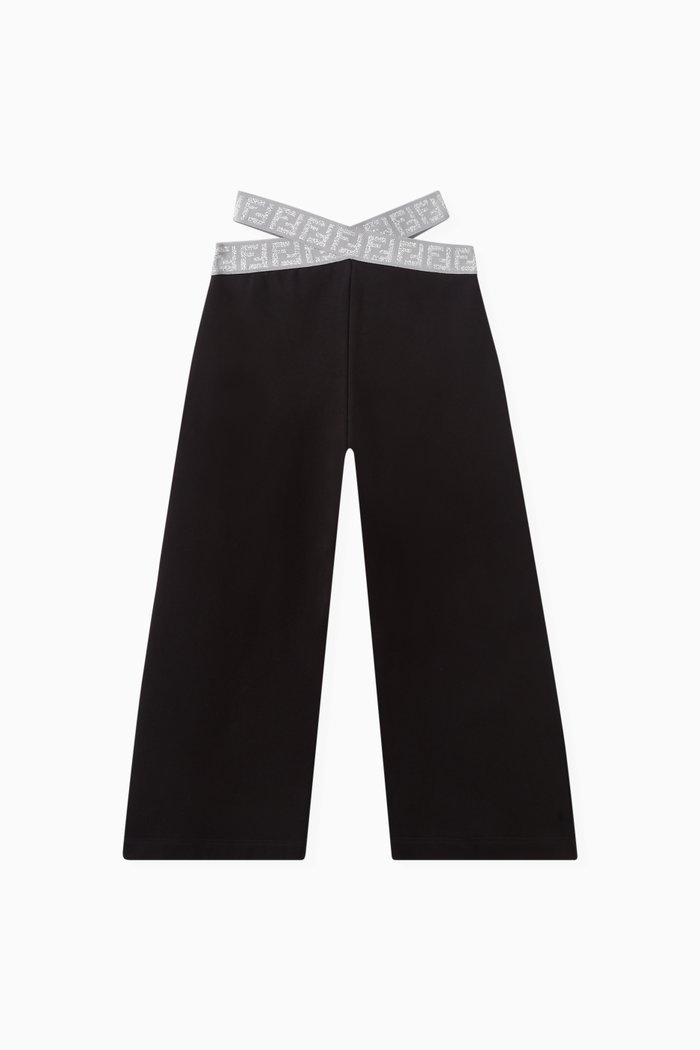 

Glitter Wide Leg Trousers in Cotton, Black