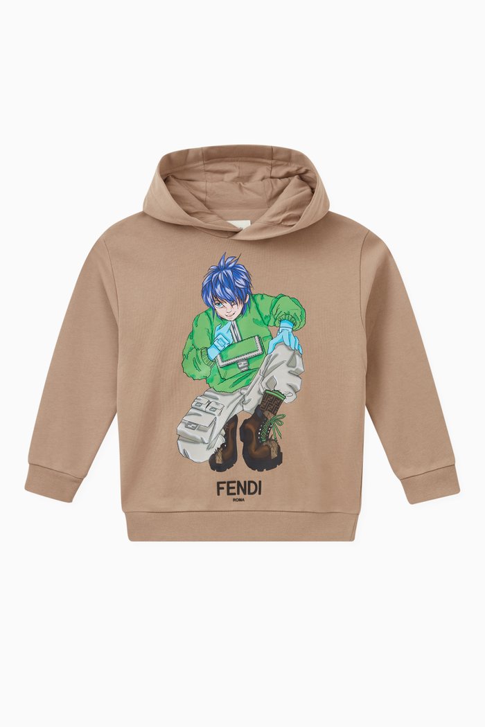 

Logo Manga-print Hoodie in Cotton-fleece, Neutral