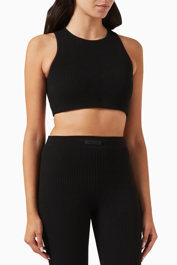 

Sports Crop Tank Top in Cotton, Black