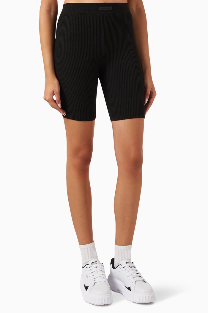 

Ribbed Biker Shorts in Cotton, Black