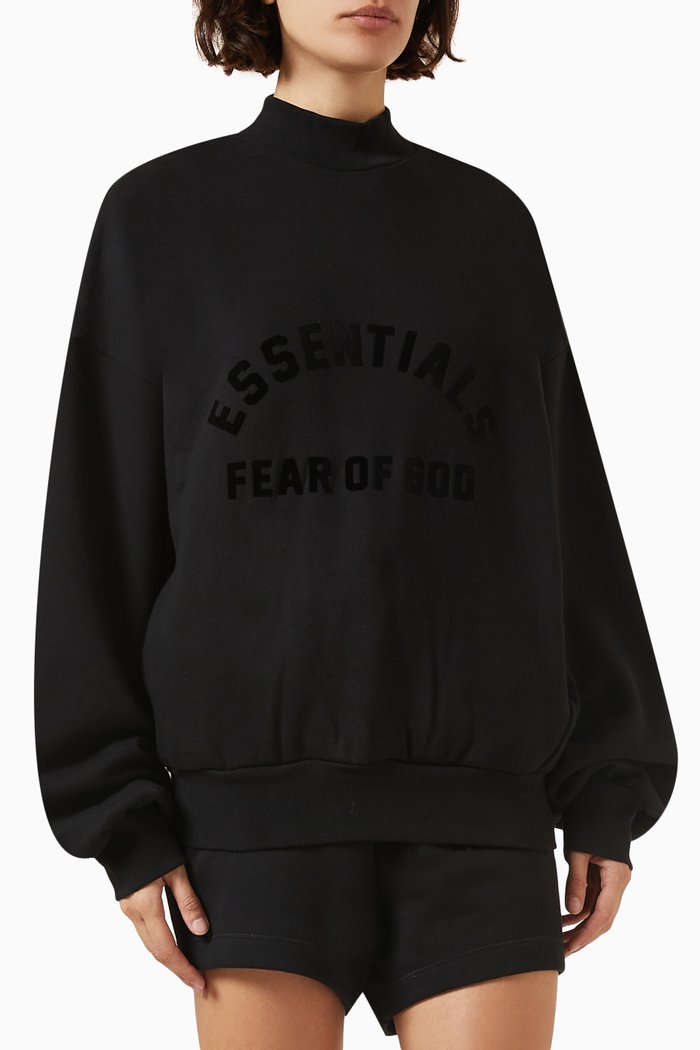 

Essentials Crewnneck Sweatshirt in Fleece, Black