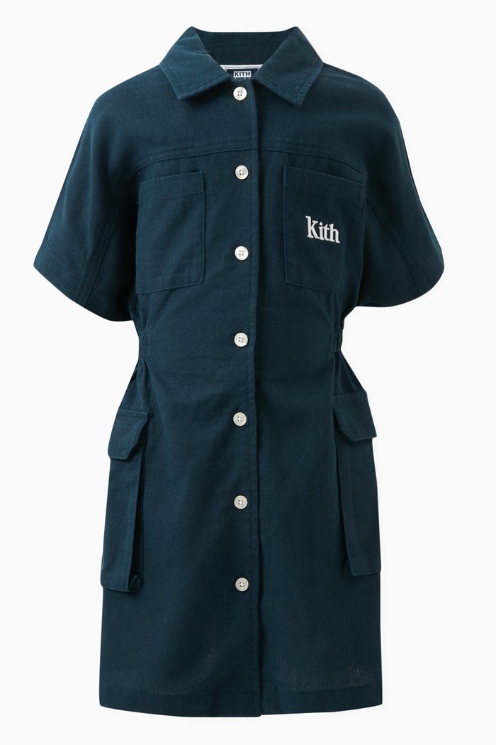 

Logo Utility Dress in Linen-blend, Blue